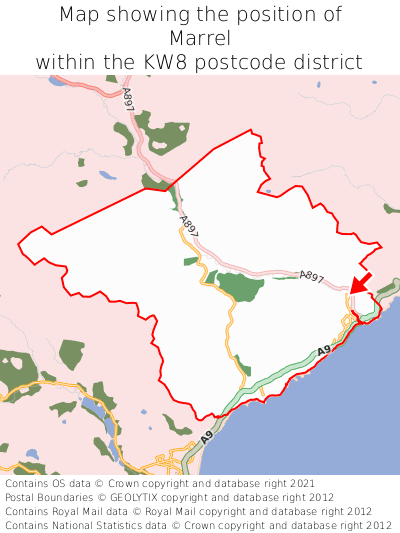 Map showing location of Marrel within KW8