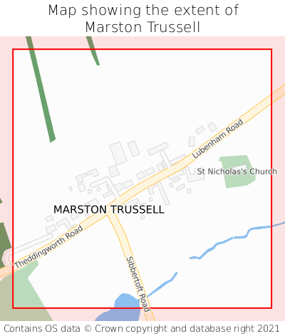 Map showing extent of Marston Trussell as bounding box