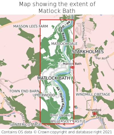 Map showing extent of Matlock Bath as bounding box