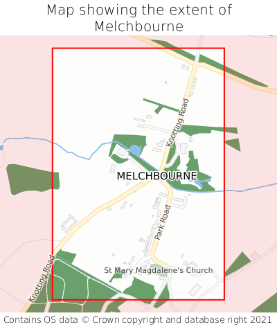 Map showing extent of Melchbourne as bounding box