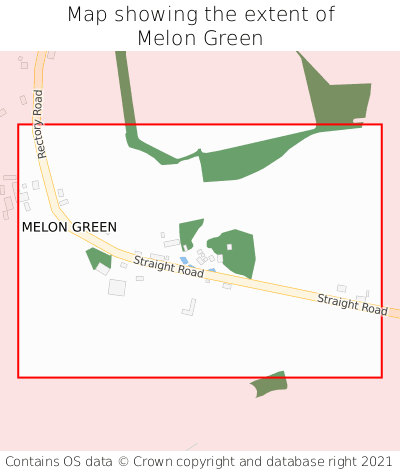 Map showing extent of Melon Green as bounding box