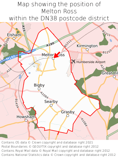 Map showing location of Melton Ross within DN38