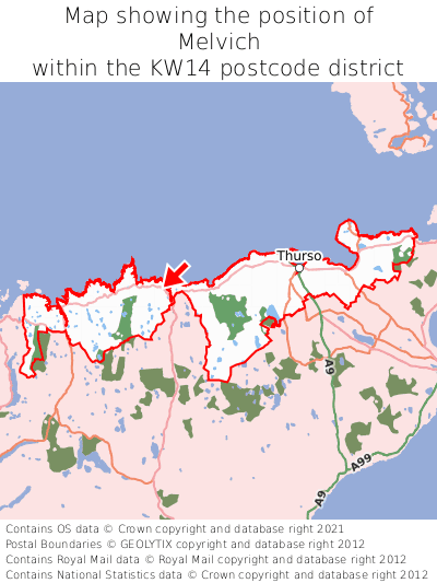 Map showing location of Melvich within KW14