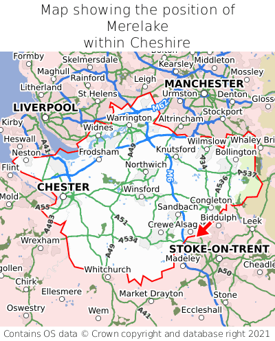 Map showing location of Merelake within Cheshire