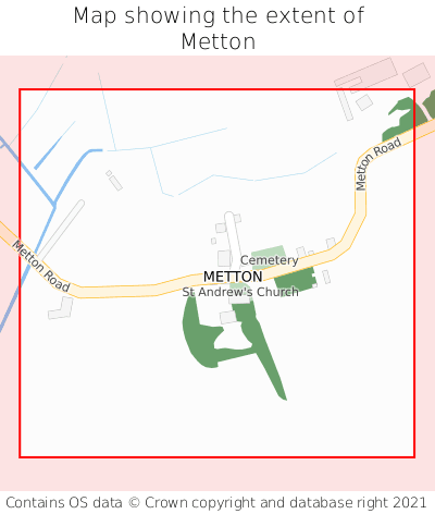 Map showing extent of Metton as bounding box