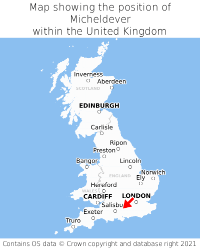 Map showing location of Micheldever within the UK