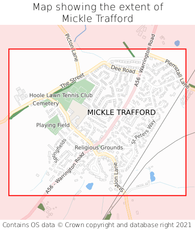 Map showing extent of Mickle Trafford as bounding box