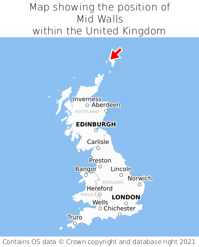 Map showing location of Mid Walls within the UK