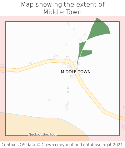 Map showing extent of Middle Town as bounding box