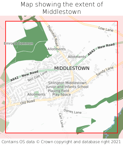 Map showing extent of Middlestown as bounding box