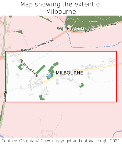 Map showing extent of Milbourne as bounding box