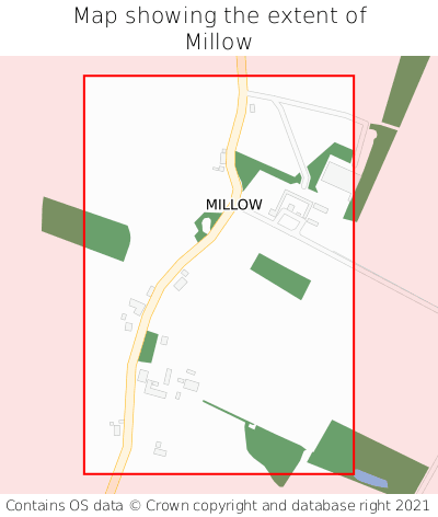 Map showing extent of Millow as bounding box