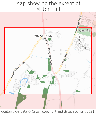 Map showing extent of Milton Hill as bounding box