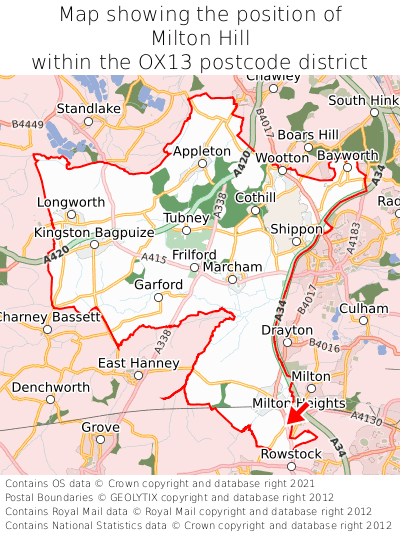 Map showing location of Milton Hill within OX13