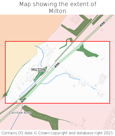 Map showing extent of Milton as bounding box