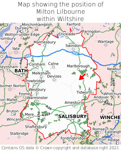 Map showing location of Milton Lilbourne within Wiltshire