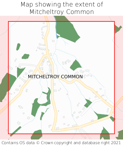 Map showing extent of Mitcheltroy Common as bounding box