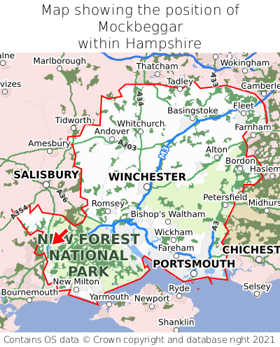 Map showing location of Mockbeggar within Hampshire