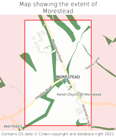 Map showing extent of Morestead as bounding box