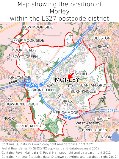 Map showing location of Morley within LS27