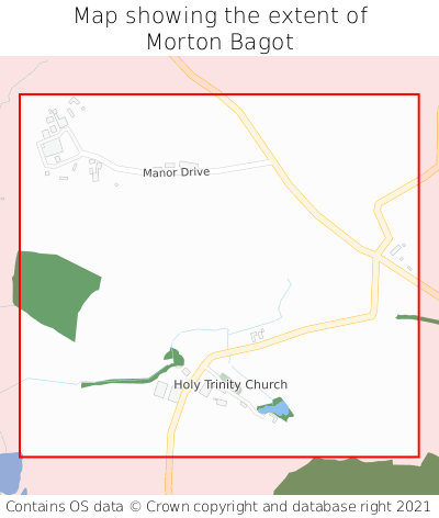 Map showing extent of Morton Bagot as bounding box