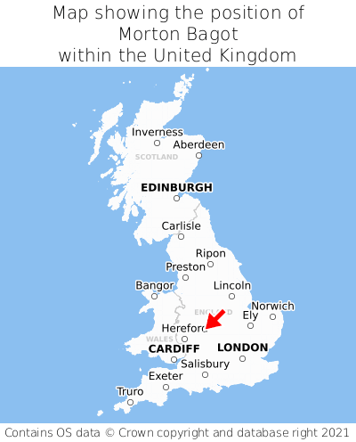 Map showing location of Morton Bagot within the UK