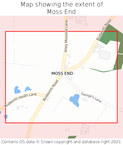 Map showing extent of Moss End as bounding box