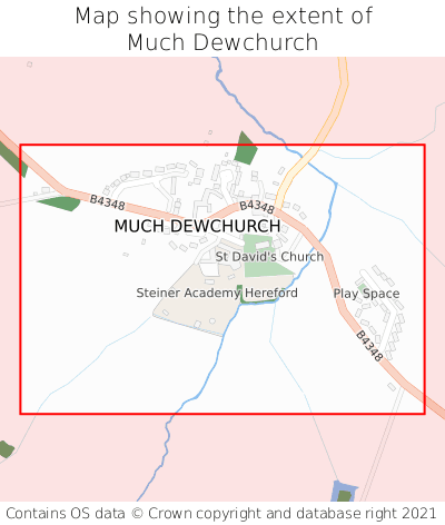 Map showing extent of Much Dewchurch as bounding box
