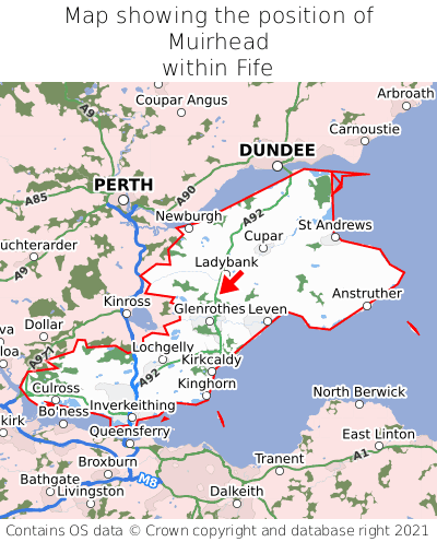 Map showing location of Muirhead within Fife