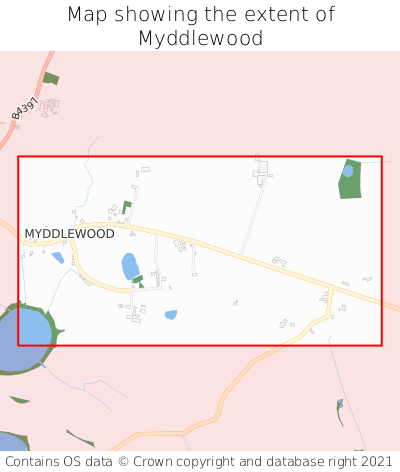 Map showing extent of Myddlewood as bounding box