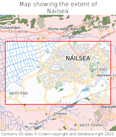 Map showing extent of Nailsea as bounding box