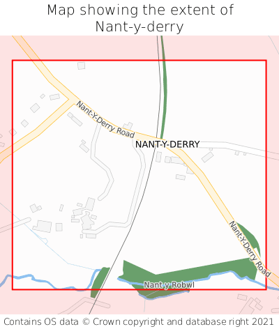 Map showing extent of Nant-y-derry as bounding box