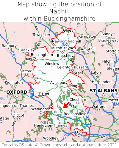 Map showing location of Naphill within Buckinghamshire