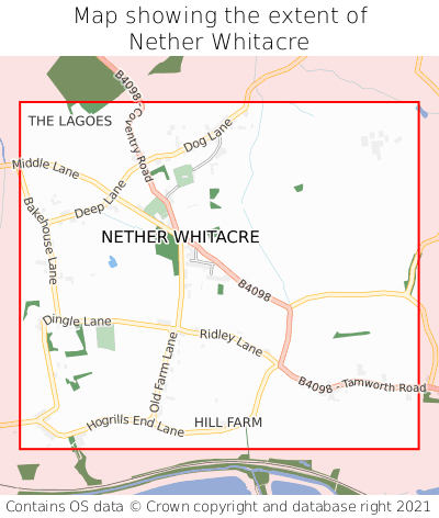 Map showing extent of Nether Whitacre as bounding box