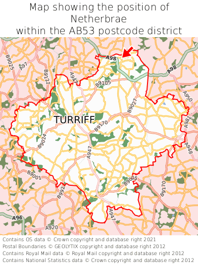 Map showing location of Netherbrae within AB53