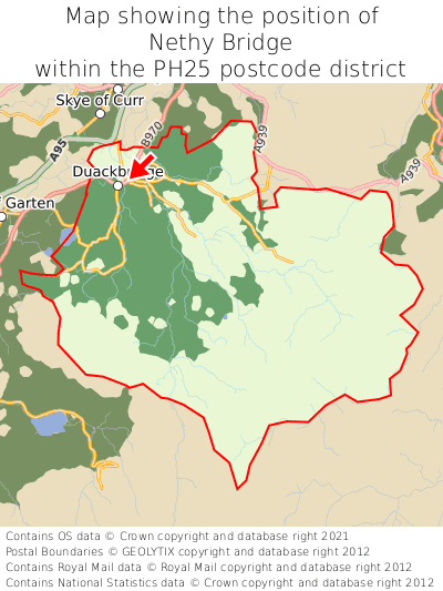 Map showing location of Nethy Bridge within PH25