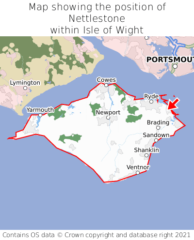 Map showing location of Nettlestone within Isle of Wight