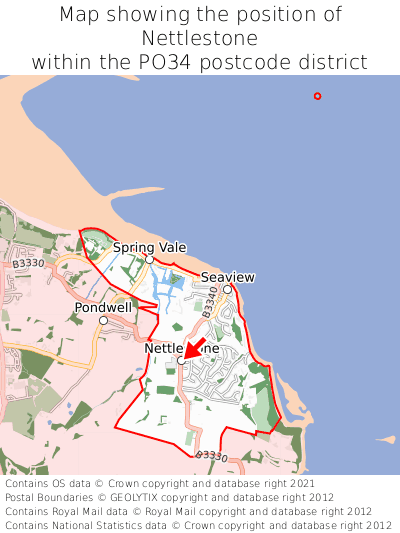 Map showing location of Nettlestone within PO34