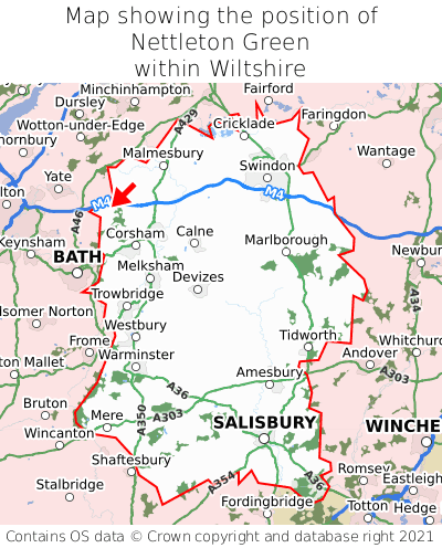 Map showing location of Nettleton Green within Wiltshire