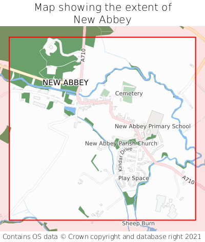 Map showing extent of New Abbey as bounding box