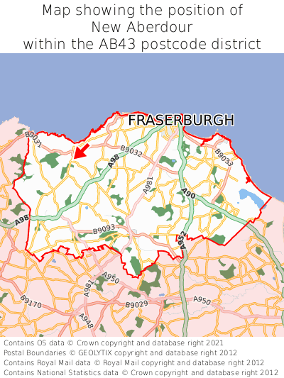 Map showing location of New Aberdour within AB43