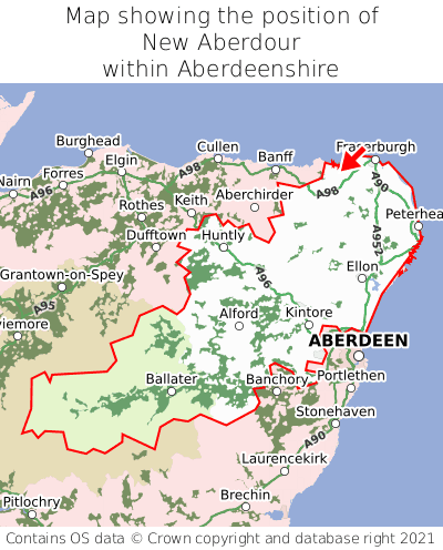 Map showing location of New Aberdour within Aberdeenshire