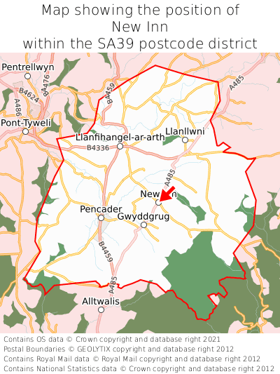 Map showing location of New Inn within SA39