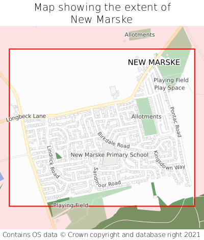 Map showing extent of New Marske as bounding box