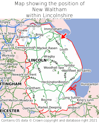 Map showing location of New Waltham within Lincolnshire