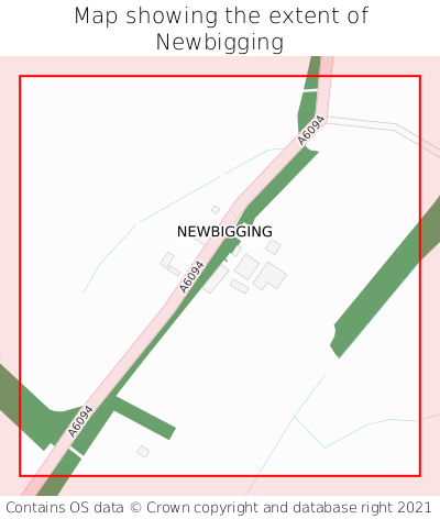 Map showing extent of Newbigging as bounding box