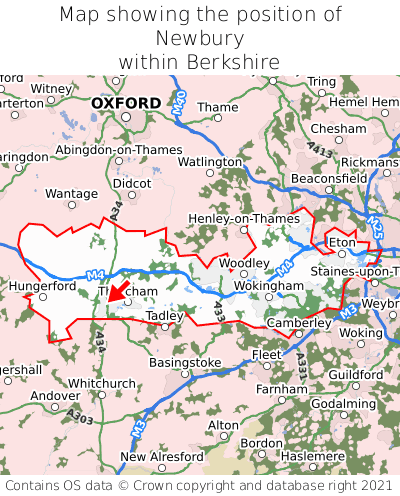 Map showing location of Newbury within Berkshire