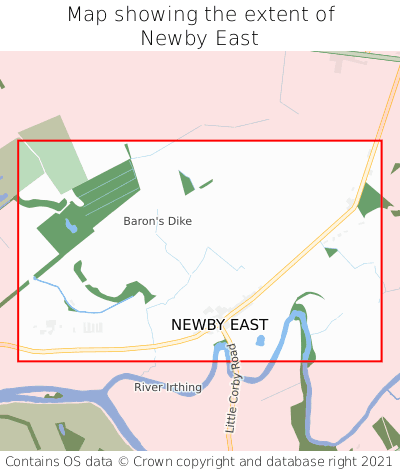 Map showing extent of Newby East as bounding box