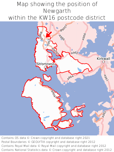 Map showing location of Newgarth within KW16