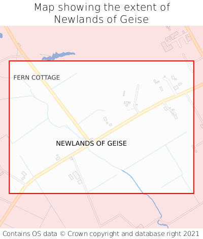 Map showing extent of Newlands of Geise as bounding box